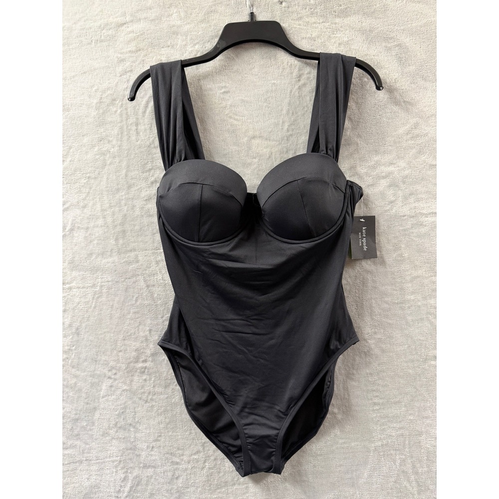 Kate Spade New York Womens Black Underwire One Piece Swimsuit Sweetheart Neck XL - Picture 3 of 14